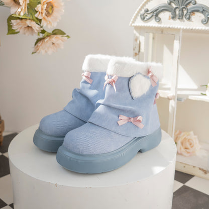 Dolly Doll - Ponyo - Winter Casual Lolita Boots Bow Thick Sole Shoes