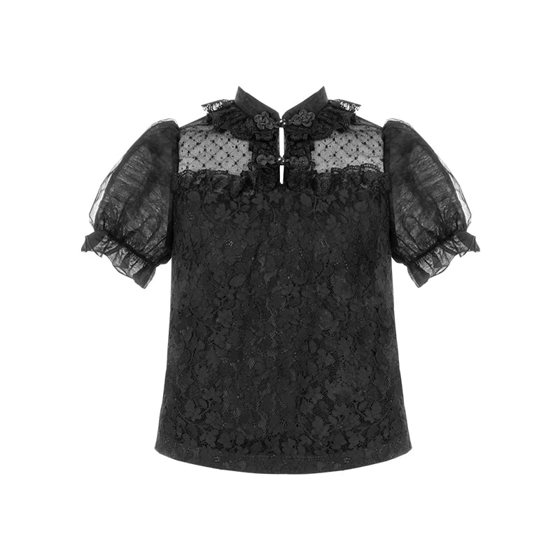 With PUJI - Moon Gauze - Qi Lolita Blouse Chinese Style Shirt