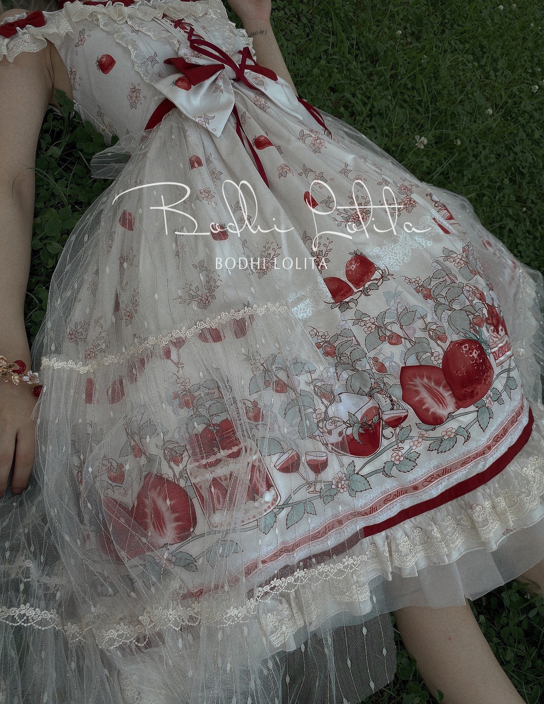 Bodhi Lolita - Strawberry Fruit Tea SP - Apricot Sweet Lolita Jumper Dress