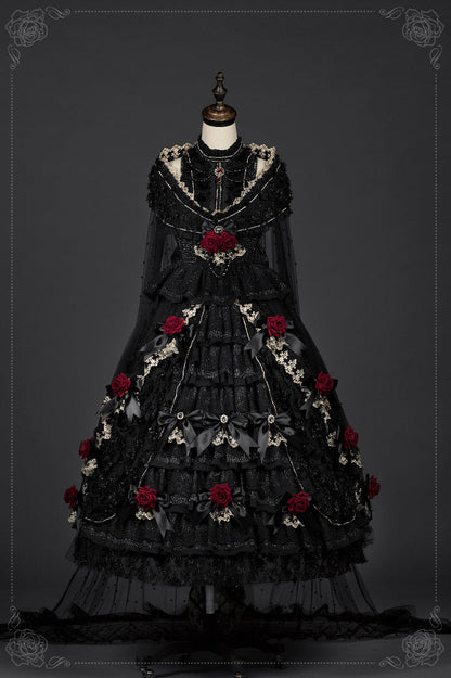 Youpairui - Helena - White and Black Lolita Tea Party JSK Suit