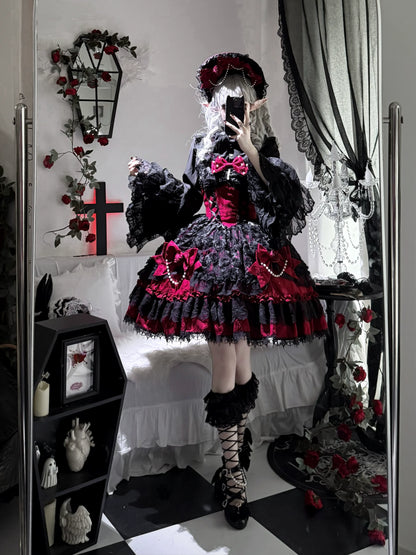 Sugar Girl - Rose Princess - Halloween Gothic Lolita JSK, Sheer Rose Dress