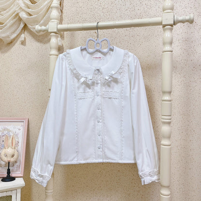 MIST - Grace Deer - Sweet Lolita Blouse with Peter Pan Collar and Long Sleeves