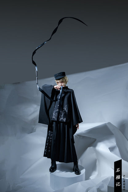 Princess Chronicles - Pomegranate Note - Chinese Style Black Pleated Skirt