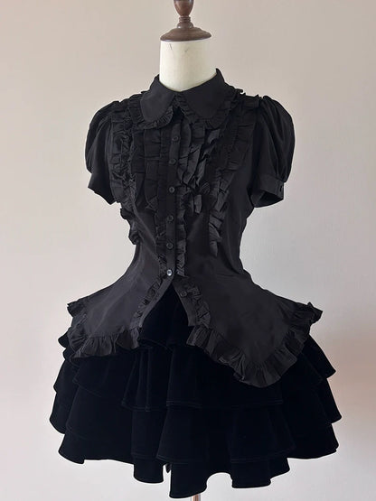 FlowerFairyDaily - Tiana's Wardrobe - Doll-like Lolita Shirt With Ruffles/Adjustable Back Strap