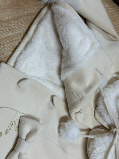 Sara Bell - Winter Story - Winter Kawaii Lolita Short Coat, Detachable Fur Collar