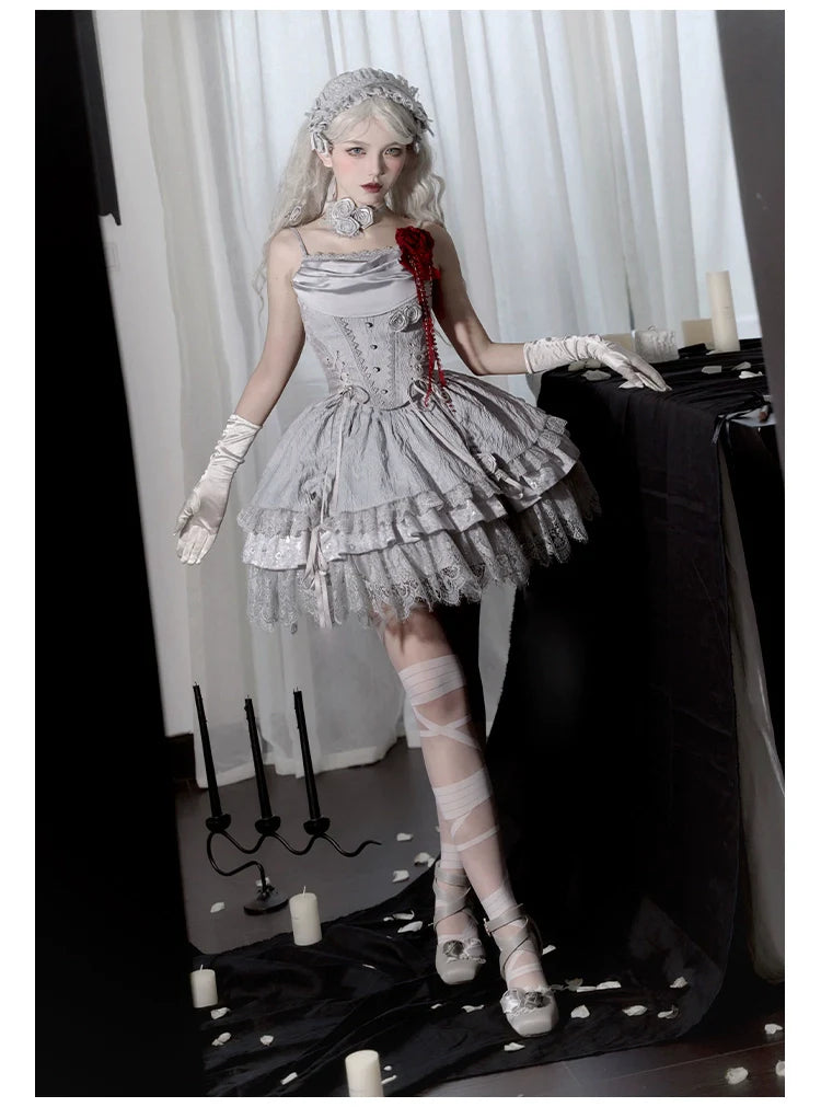 With PUJI - Letter and Poetry ﾂｷ Twilight - Gothic Witch Lolita SK Suit Bodice Mermaid Dress
