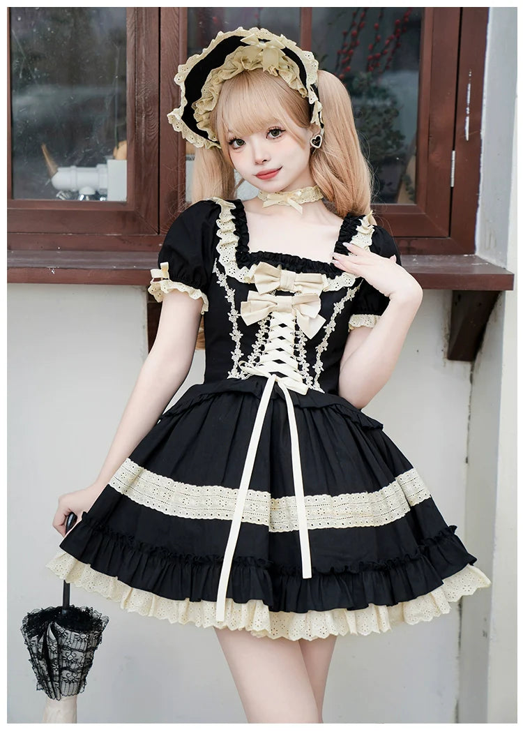 With PUJI - Chapter Seven - Spring Cotton Lolita OP Dress Doll-Like Dress