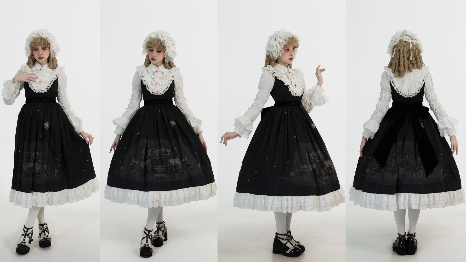 Dark Circle Clinic - Barbara Manor Night - Gothic Lolita JSK Pleated Floral Print Lolita Dress