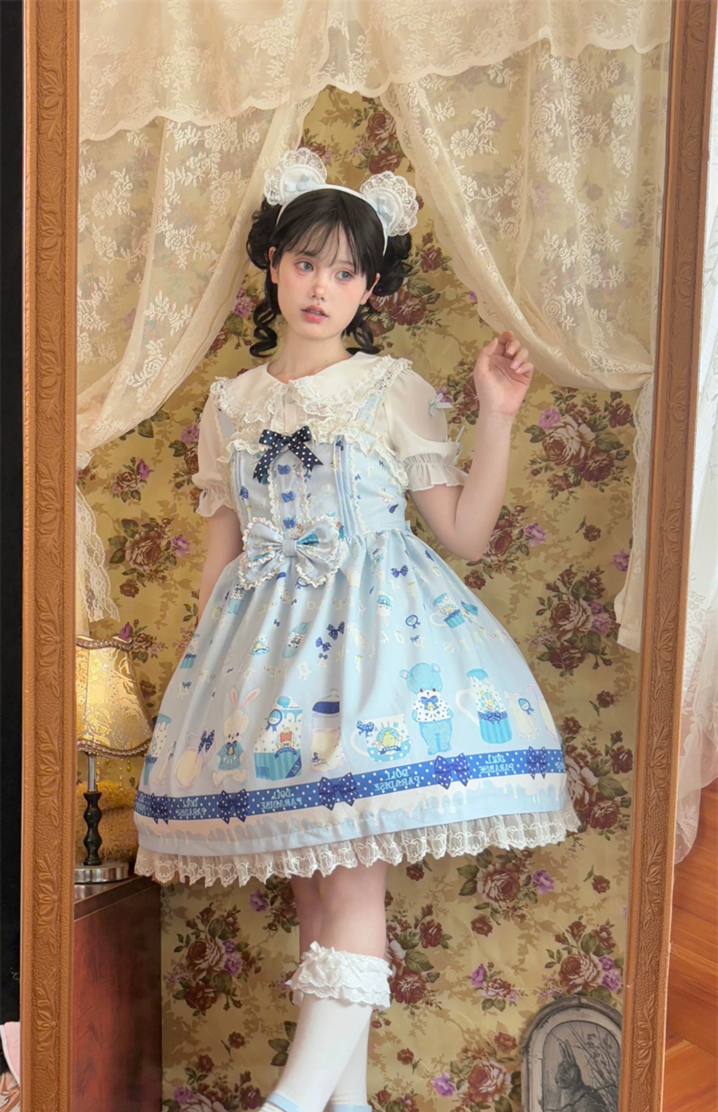 To Alice - Dear Dolls - Kawaii Lolita JSK Dress, Bear & Bunny Print