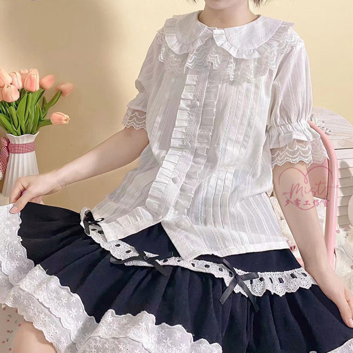 MIST - Sweet Lolita Golilla Short Sleeve Shirt