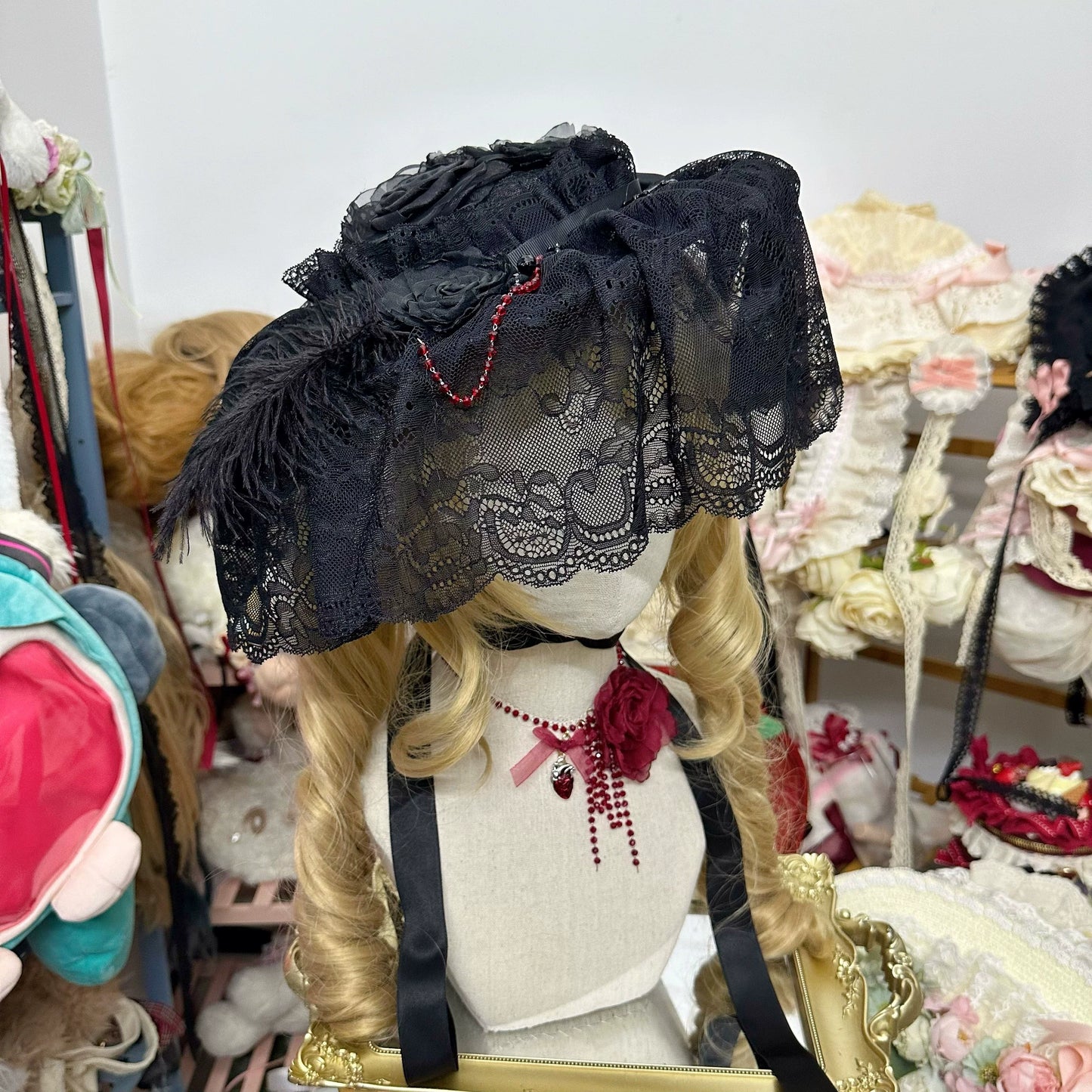 Chestnut Lolita - Gothic Lolita Hat Widow Hat Black Headdress