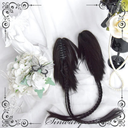 Sinwavy - Gothic Lolita Wig Black Natural Hair With Ponytails & Braids