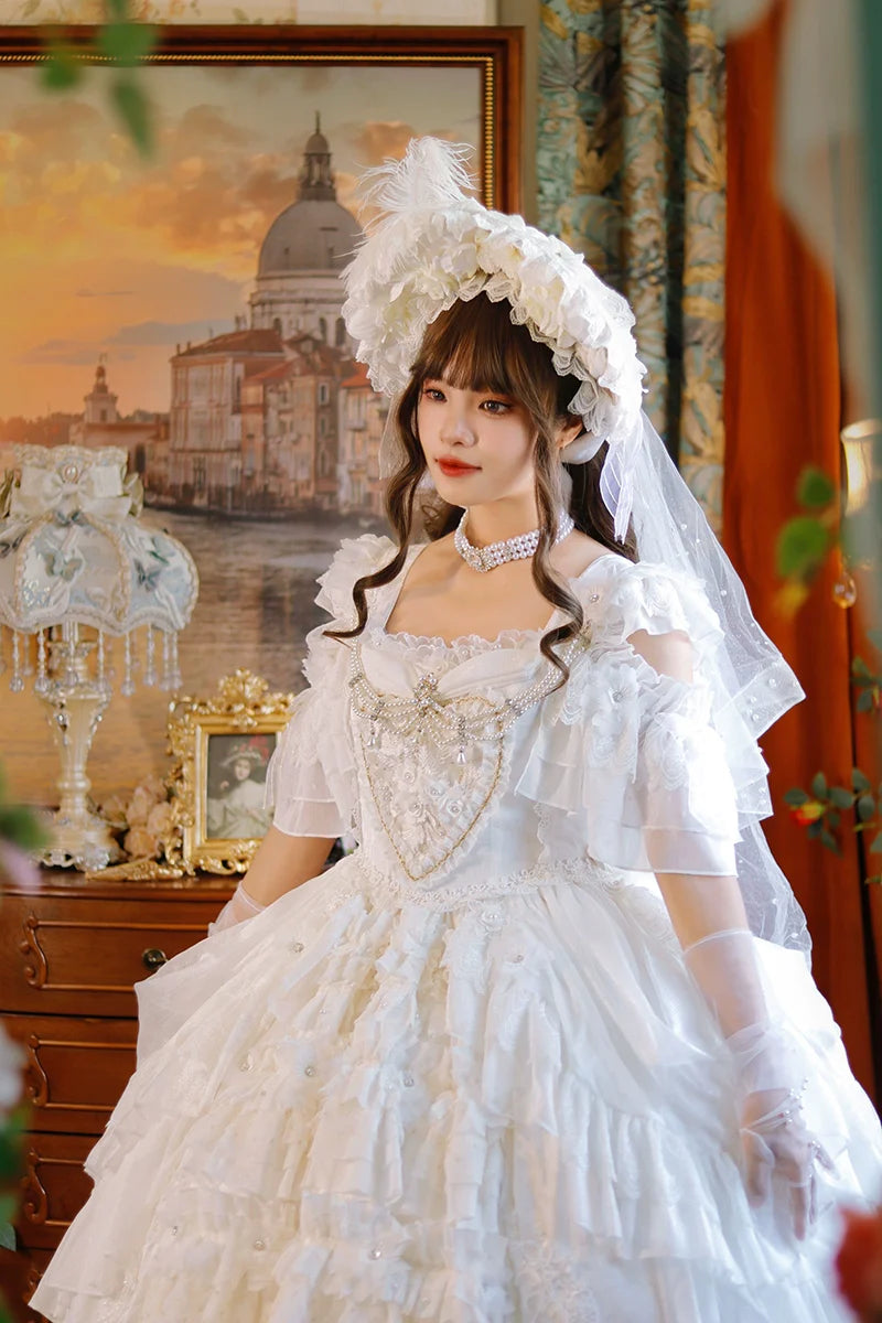 One Night - Dolores - Wedding White Lolita Dress Princess Bridal OP