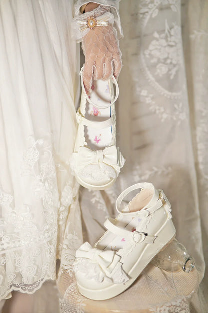 Jiujiu Lolita - Milky Puff - Sweet Lolita Heels Shoes, Round Toe With Petite Wedge