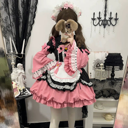 Hanguliang - Cute Maid Lolita Apron OP Dress