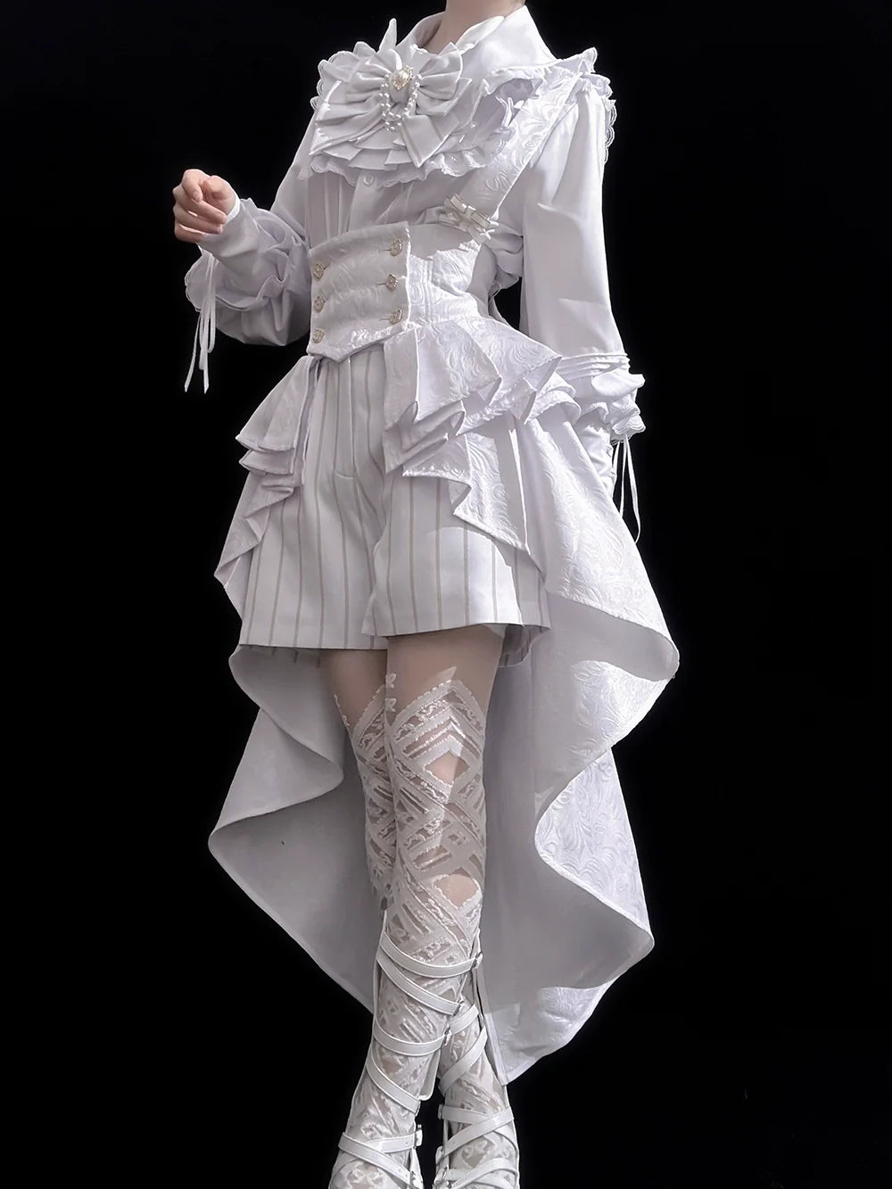 Princess Chronicles - Rabbit Theater White Moonlight - Ouji Lolita Shorts Set, Rabbit Hat