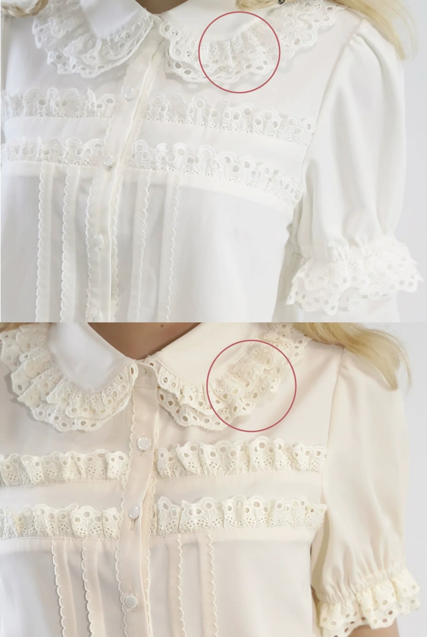 Little Dipper - Cherry Xiaobei - Daily Lolita Splicing Sleeve Lace Shirt