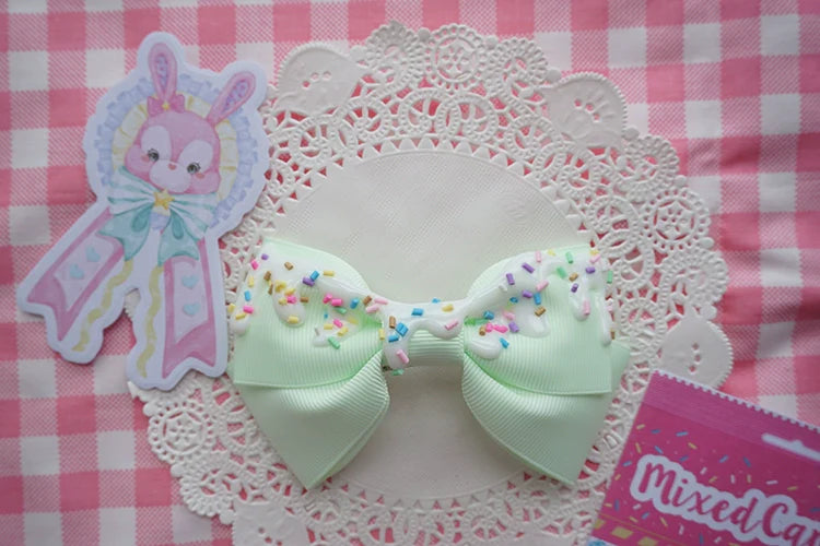 Cat Tea Party - Handmade Sweet Lolita Bow Hair Clip Cute Imitation Cream Cake