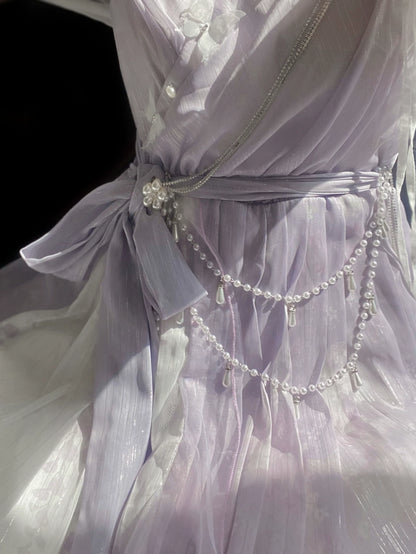 Meow Studio - Han Lolita Dress Side Slit Purple JSK Dress