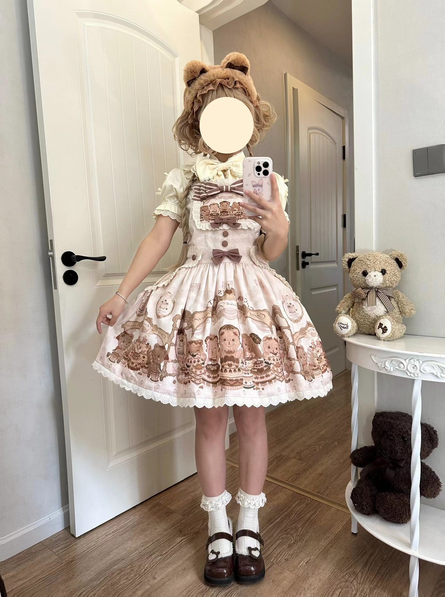 Akiyama Future Studio - Cute Lolita Salopette Dress Bear Print