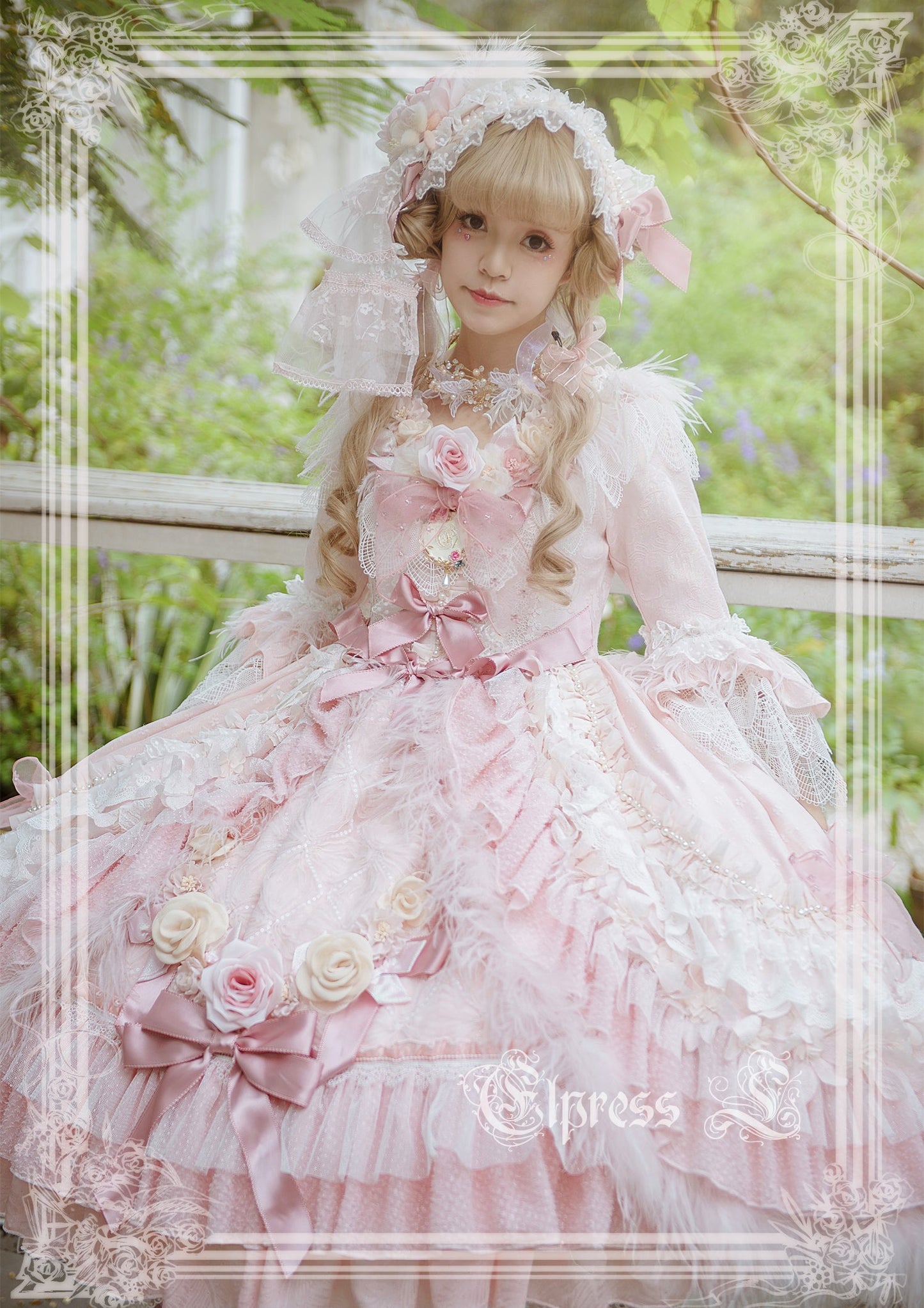 Elpress L・杆edding Lolita Floral Headdress BNT Veil