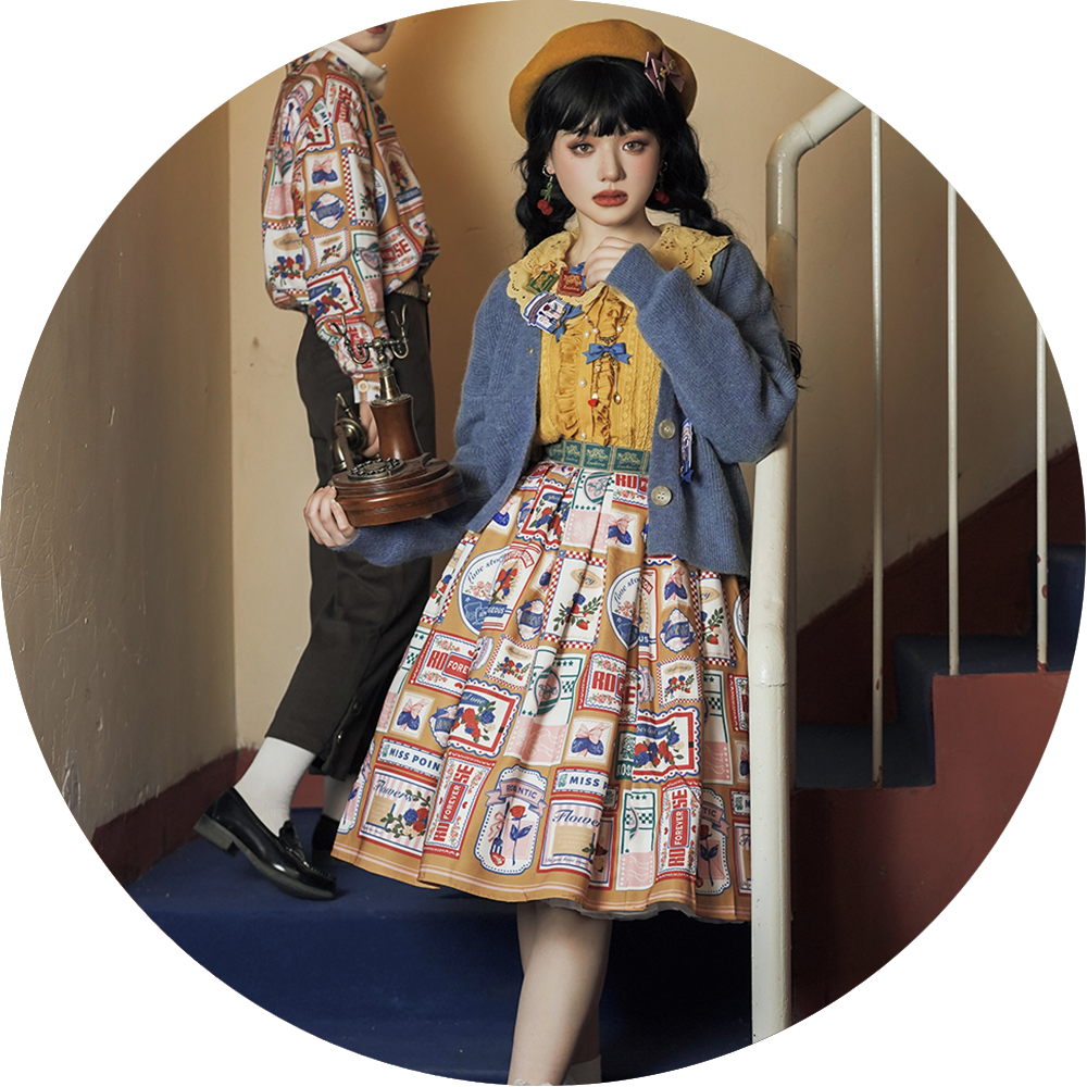 Miss Point - Strawberry Rose - Vintage American High Waist Lolita SK