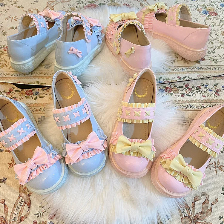 Fairy Godmother - Cute Lolita Shoes Bow Candy-Colored Lolita Flat Shoes