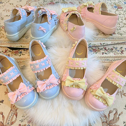 Fairy Godmother - Cute Lolita Shoes Bow Candy-Colored Lolita Flat Shoes