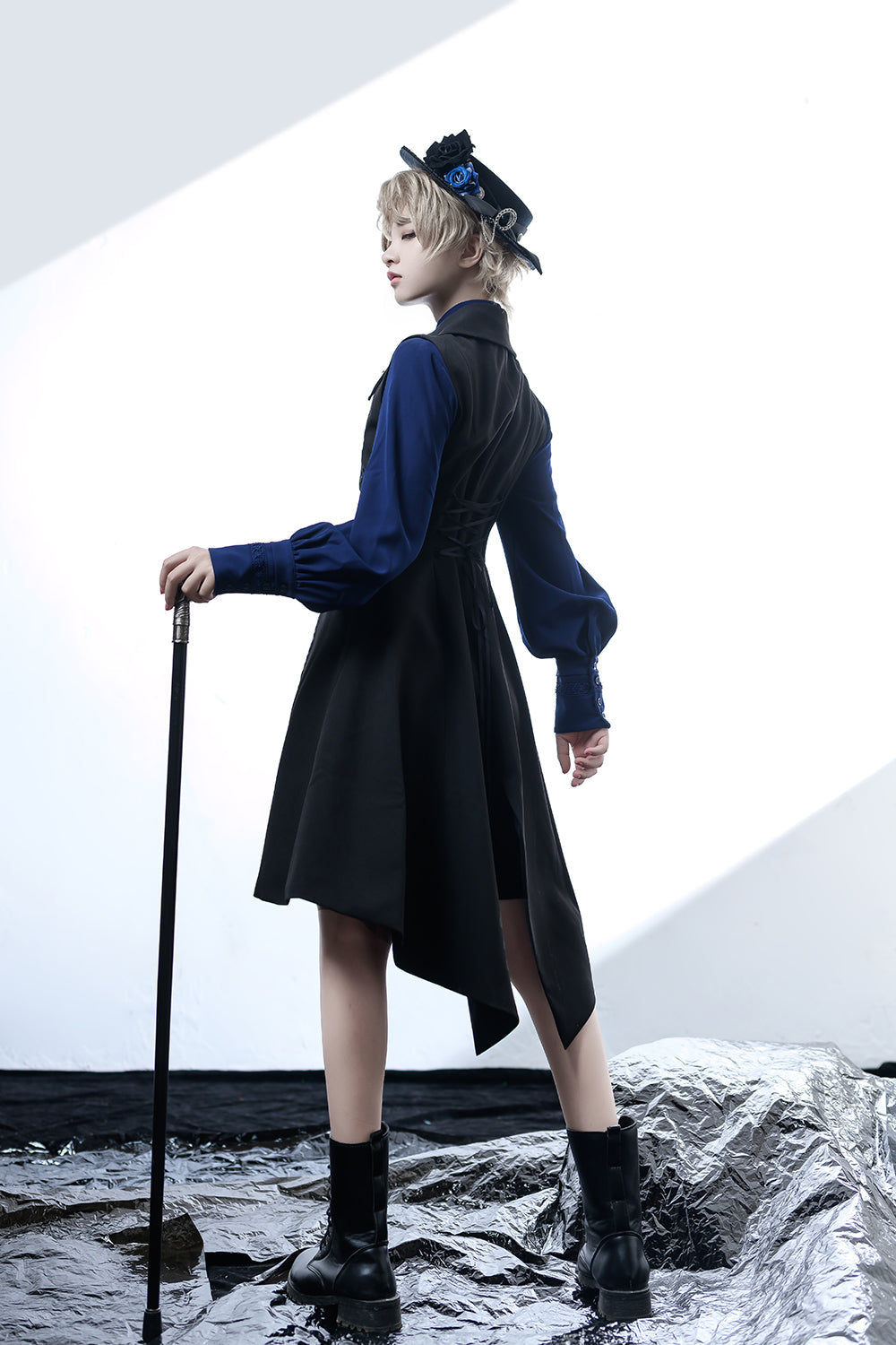 Princess Chronicles - Black and Blue - Male Lolita Ouji Swallowtail Vest