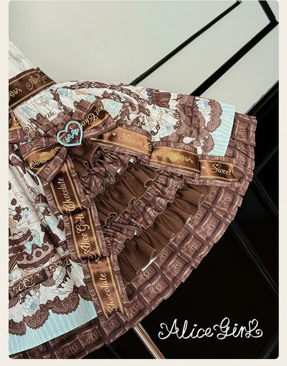 Alice Girl - Bear Chocolate Bar - Kawaii Lolita JSK & Salopette Dress