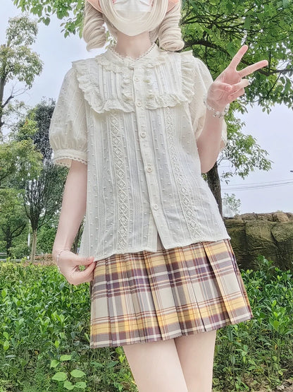 DMFS Lolita - Sweet Lolita Blouse Cotton Summer Short Sleeve Shirt