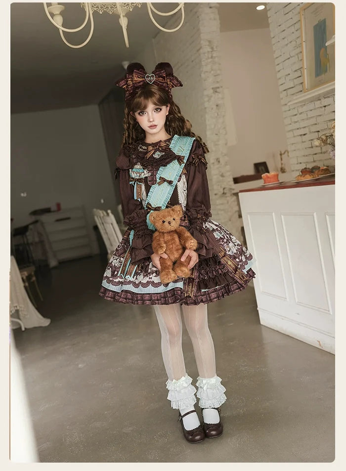 Alice Girl - Bear Chocolate Bar - Kawaii Lolita JSK & Salopette Dress