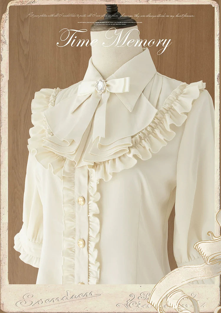 Time Memory - Earl Girl - Chiffon Classic Lolita Shirt, Mid-Length Mutton Sleeves