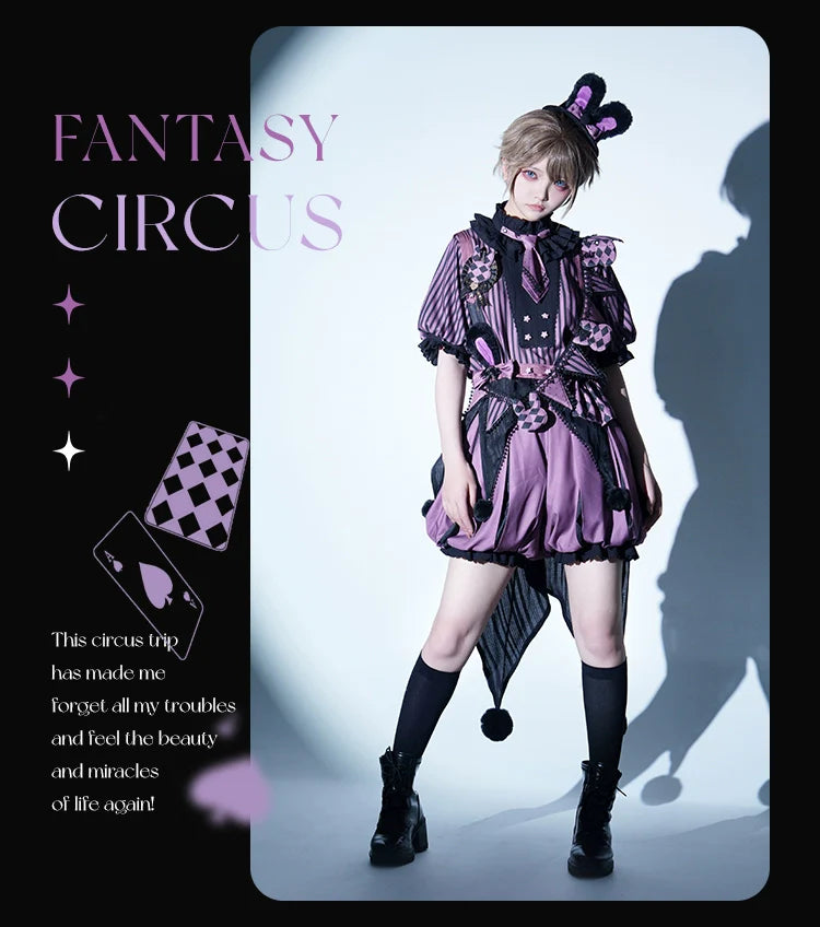 Forest Fluorescent Carps - Ouji Lolita OP Dress Circus Lolita Strip Prince Suit