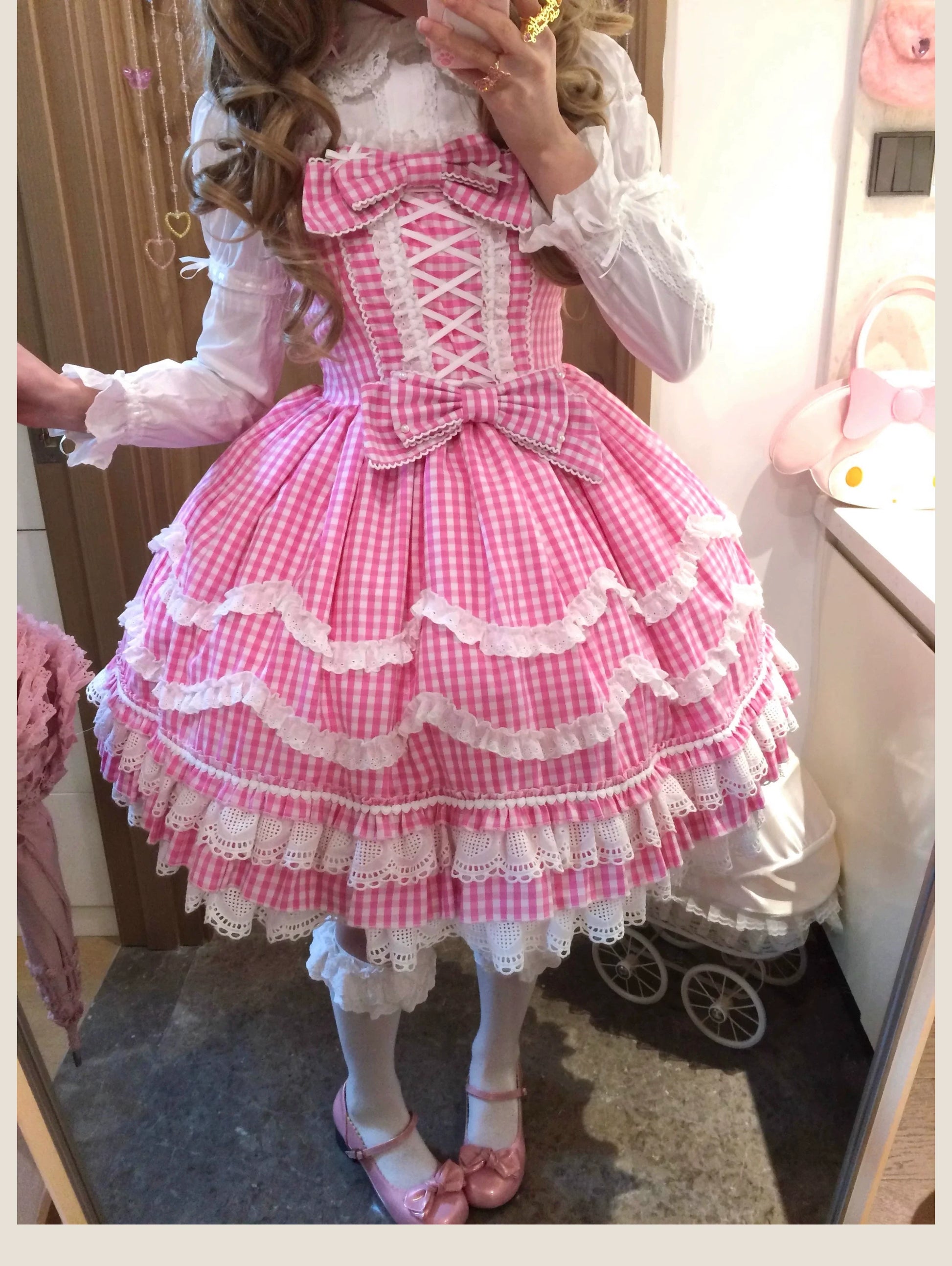 TaTaTa Lolita - Plaid Baileys - Old School Lolita Pink Plaid JSK