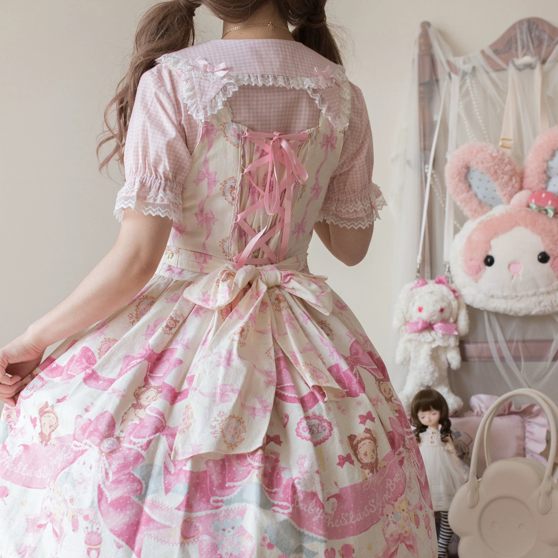 MIST - Kawaii Lolita Plaid Blouse With Cat Ear Peter Pan Collar