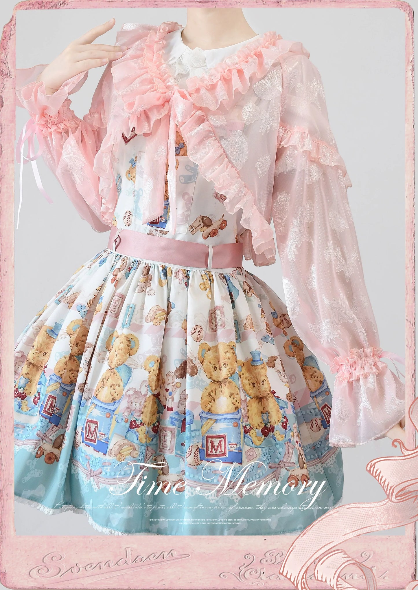 Time Memory - Xianbei - Sweet Lolita Chiffon Lantern Sleeve Cardigan with Bow