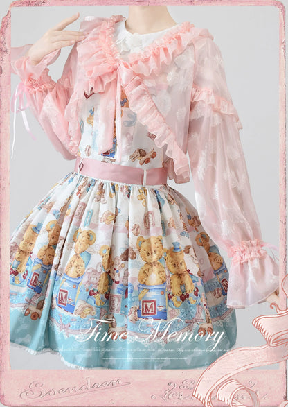 Time Memory - Xianbei - Sweet Lolita Chiffon Lantern Sleeve Cardigan with Bow