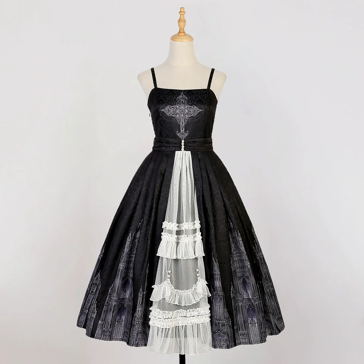 Cornfield Lolita - Silent Church - Gothic Lolita JSK Dress Printed Dress Thin Shawl Set