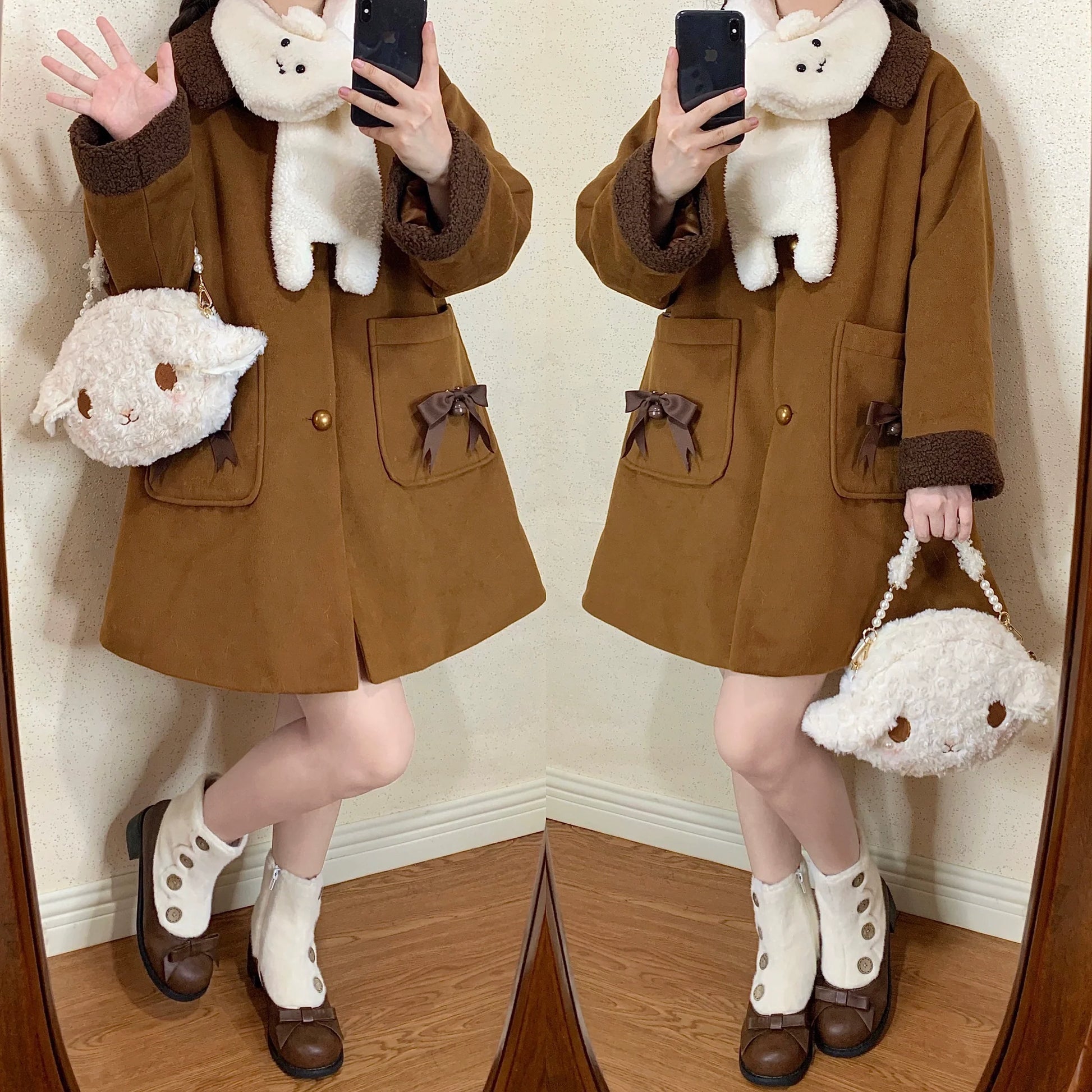 Dolly Doll - Winter Lolita Boots Fur Mary Jane Lolita Low Heel Shoes