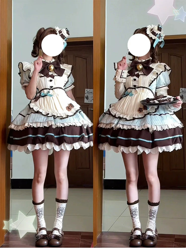 Sakurahime - Berry Bubble - Kawaii Lolita OP Tiered Ruffles Apron Lolita Dress