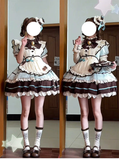 Sakurahime - Berry Bubble - Kawaii Lolita OP Tiered Ruffles Apron Lolita Dress