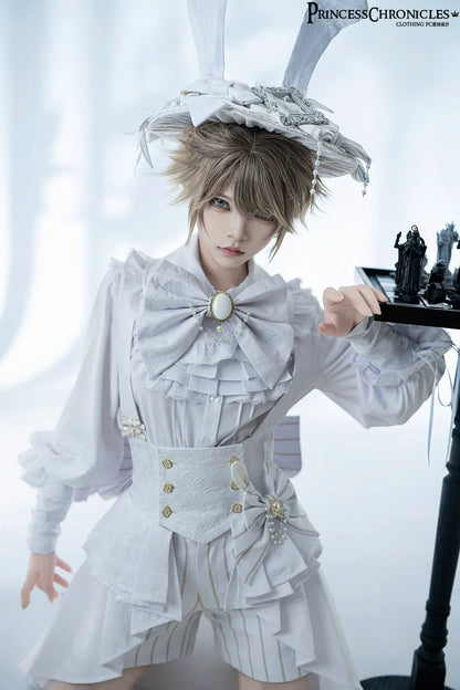 Princess Chronicles - Rabbit Theater White Moonlight - Ouji Lolita Shorts Set, Rabbit Hat