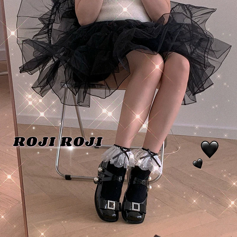 Roji Roji - Sweet Lolia Socks Mid-tube Cotton Lolita Lace Bow Socks