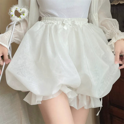 Sugar Girl - Casual Lolita Bloomer Solid Color Organza Shorts Bloomers