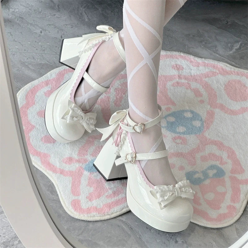 Jiangjiang Biscuit - Elegant Lolita High Heel Shoes Round Toe Low Cut