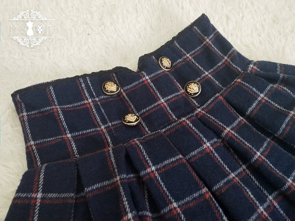 Miss Point - Rose - Elegant Lolita Fishbone Grid Skirt Customized