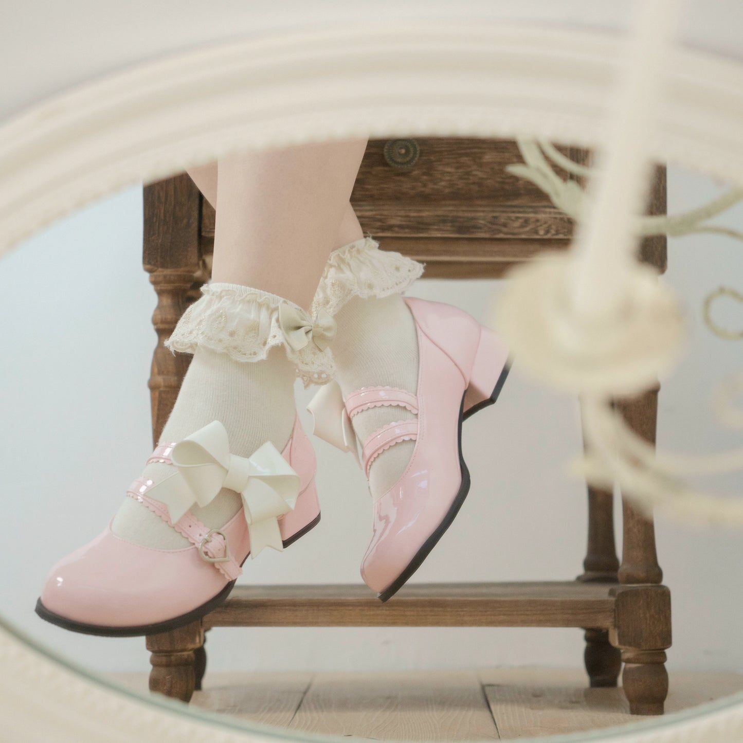 Dolly Doll - Apple Candy - Mary Jane Lolita Shoes Bow PU Low-Mid Heel Shoes