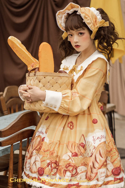 Chemical Romance - Freshly Baked Bread - Sweet Lolita OP Dress Long Sleeve Dress