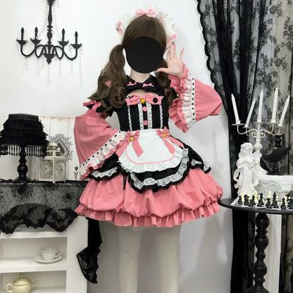 Hanguliang - Cute Maid Lolita Apron OP Dress